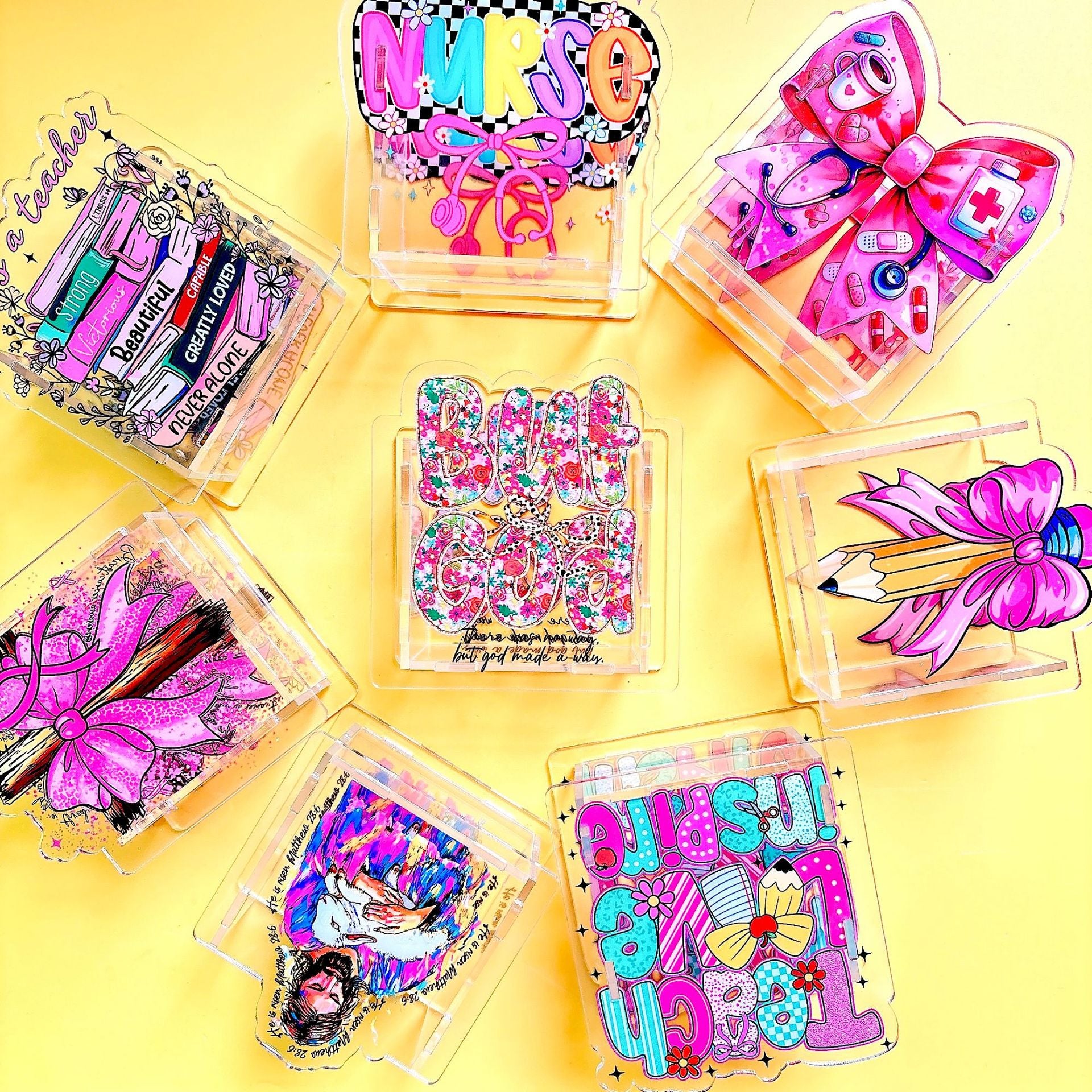 Wholesale Teacher nurse teacher study supplies medical care acrylic pen holder pencil case